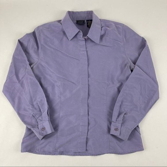 Laura Scott Womens Button Up Shirt Purple 10 - Picture 3 of 8